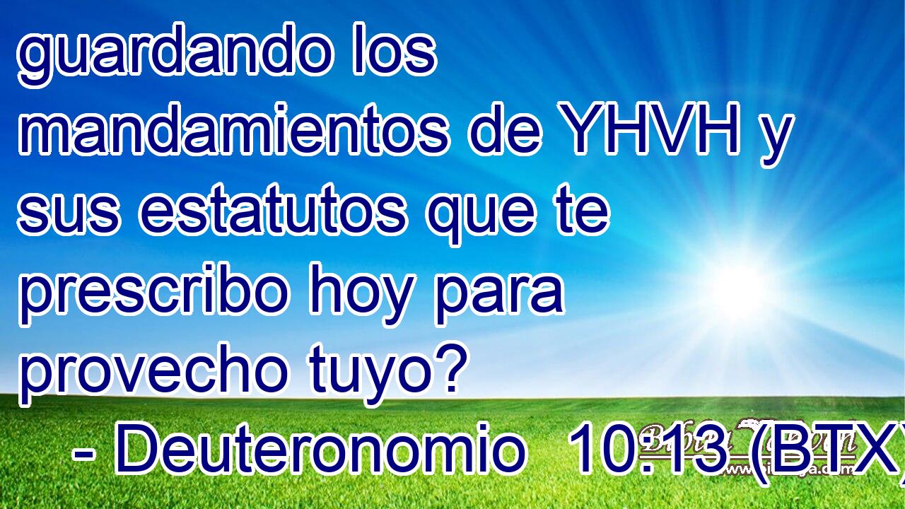 guardando los mandamientos de YHVH y sus estatutos que te prescribo hoy para provecho tuyo?
