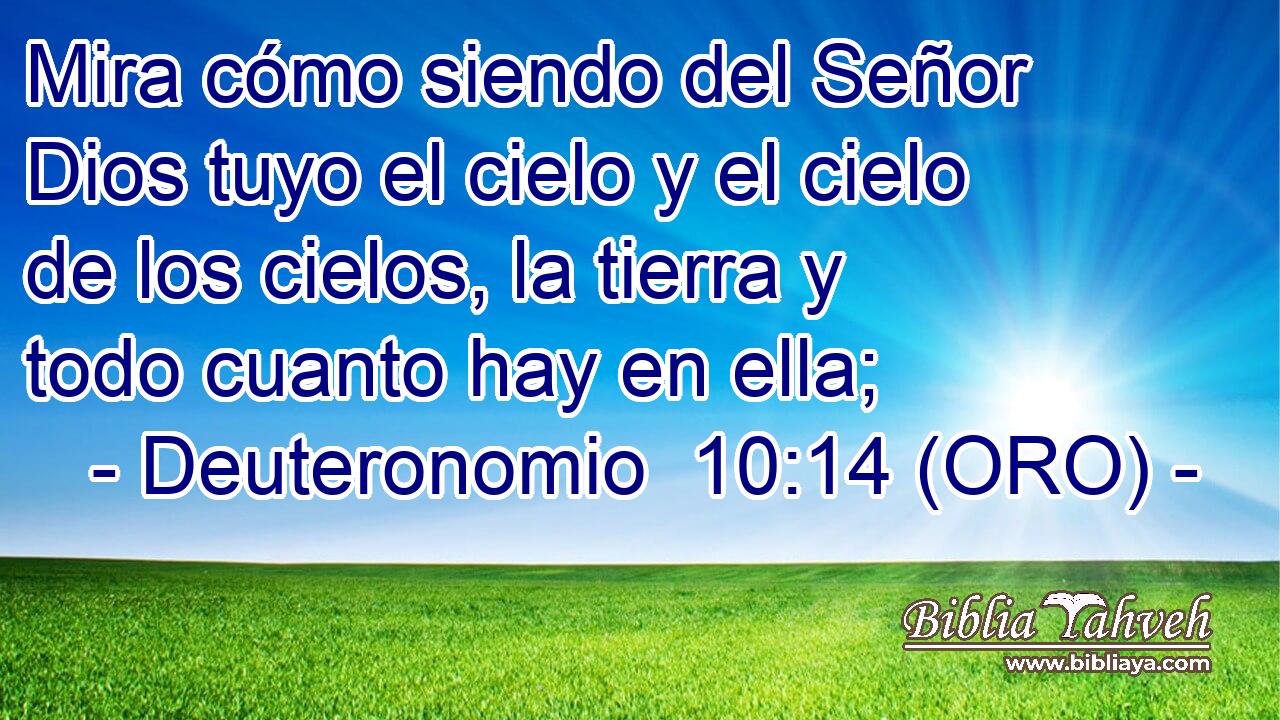  Mira cómo siendo del Señor Dios tuyo el cielo y el cielo de los cielos, la tierra y todo cuanto hay en ella; 