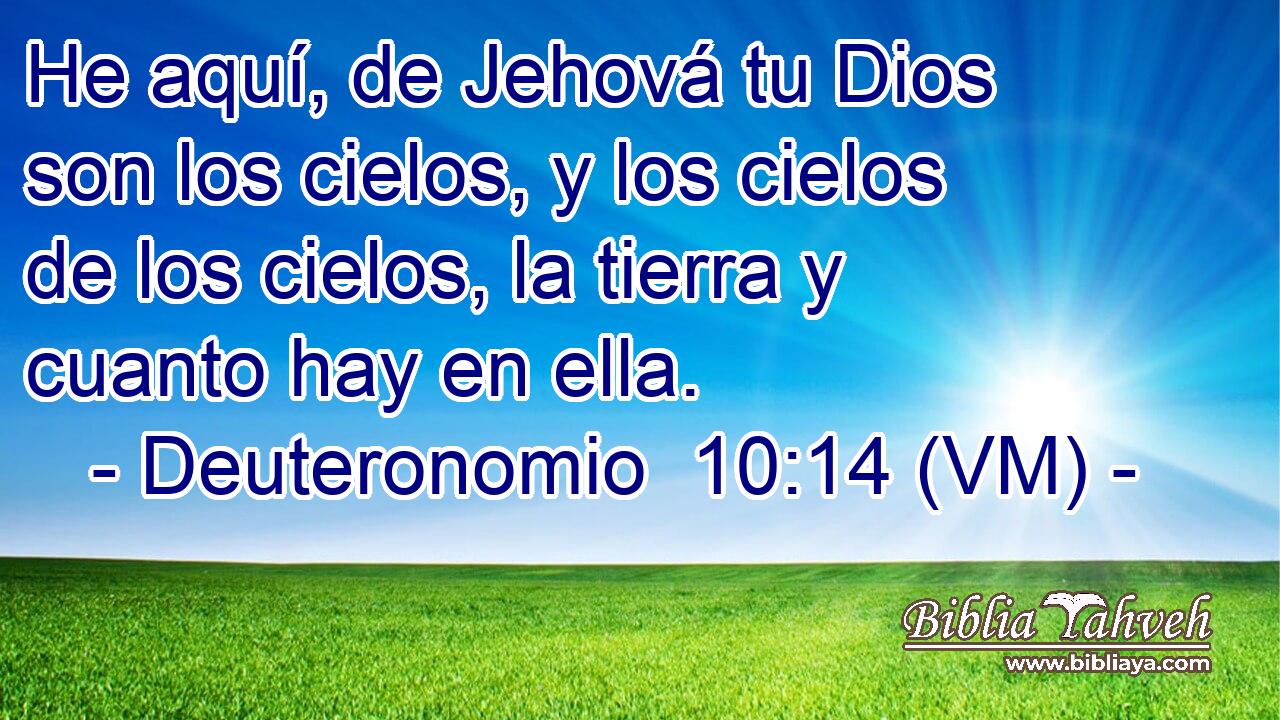  He aquí, de Jehová tu Dios son los cielos, y los cielos de los cielos, la tierra y cuanto hay en ella. 