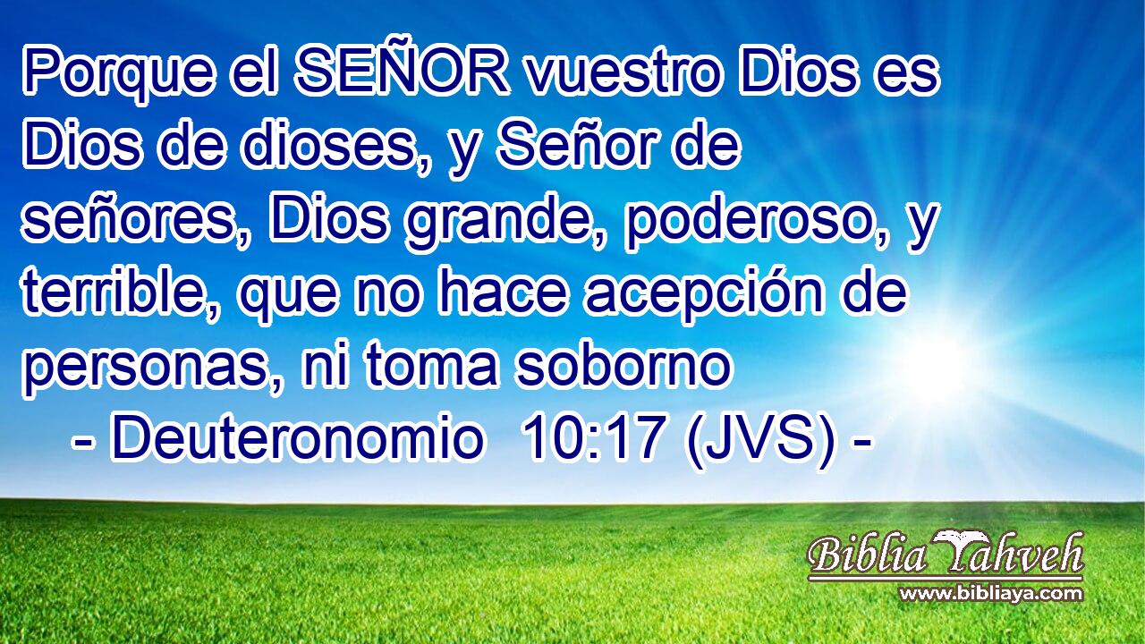 Porque el SEÑOR vuestro Dios es Dios de dioses, y Señor de señores, Dios grande, poderoso, y terrible, que no hace acepción de personas, ni toma soborno