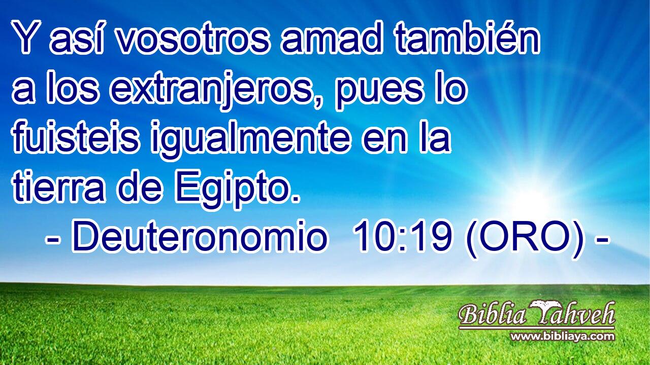  Y así vosotros amad también a los extranjeros, pues lo fuisteis igualmente en la tierra de Egipto. 