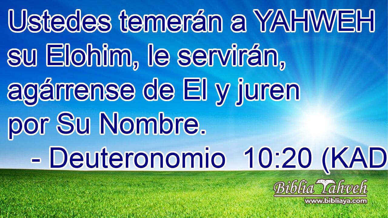  Ustedes temerán a YAHWEH su Elohim, le servirán, agárrense de El y juren por Su Nombre. 