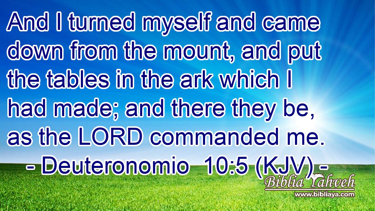 And I turned myself and came down from the mount, and put the tables in the ark which I had made; and there they be, as the LORD commanded me.