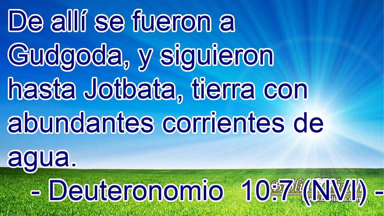  De allí se fueron a Gudgoda, y siguieron hasta Jotbata, tierra con abundantes corrientes de agua. 
