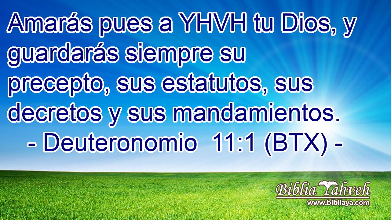 Amarás pues a YHVH tu Dios, y guardarás siempre su precepto, sus estatutos, sus decretos y sus mandamientos.