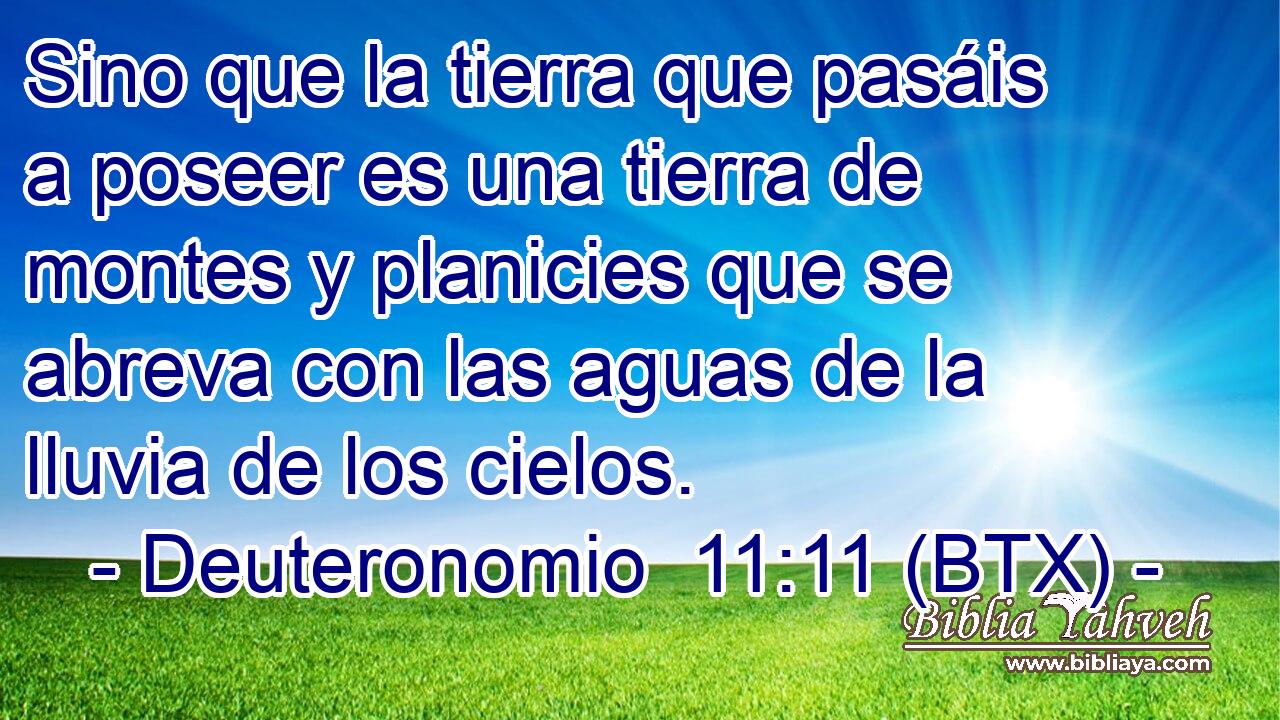 Sino que la tierra que pasáis a poseer es una tierra de montes y planicies que se abreva con las aguas de la lluvia de los cielos.