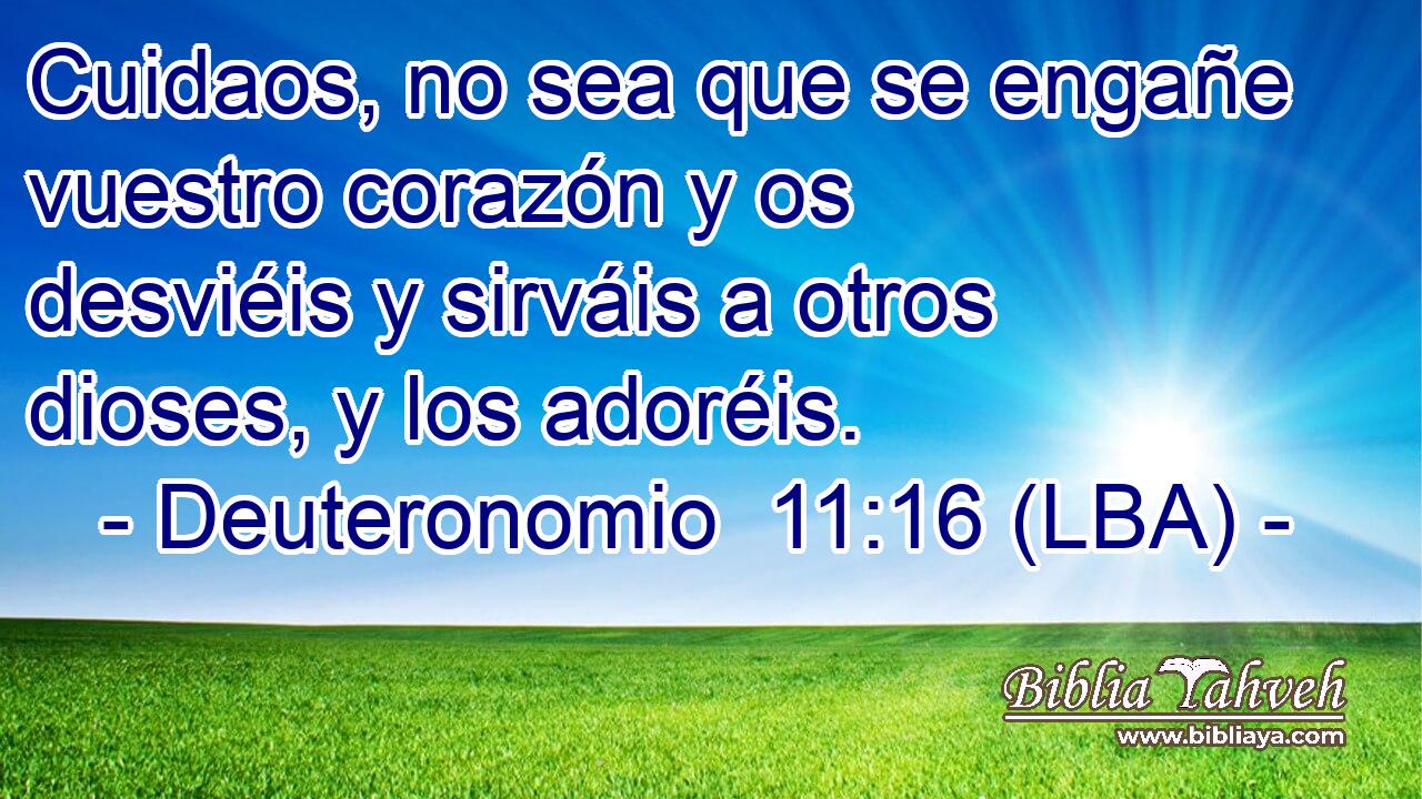 Cuidaos, no sea que se engañe vuestro corazón y os desviéis y sirváis a otros dioses, y los adoréis.