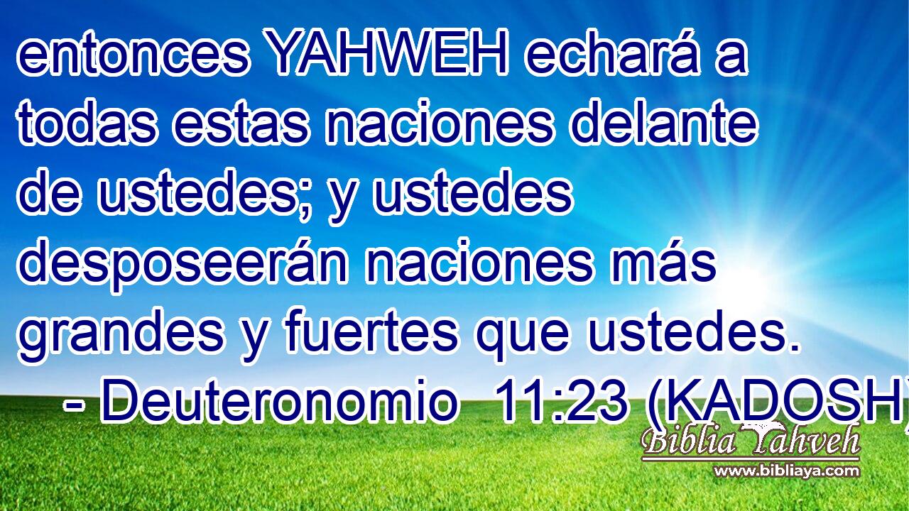  entonces YAHWEH echará a todas estas naciones delante de ustedes; y ustedes desposeerán naciones más grandes y fuertes que ustedes. 