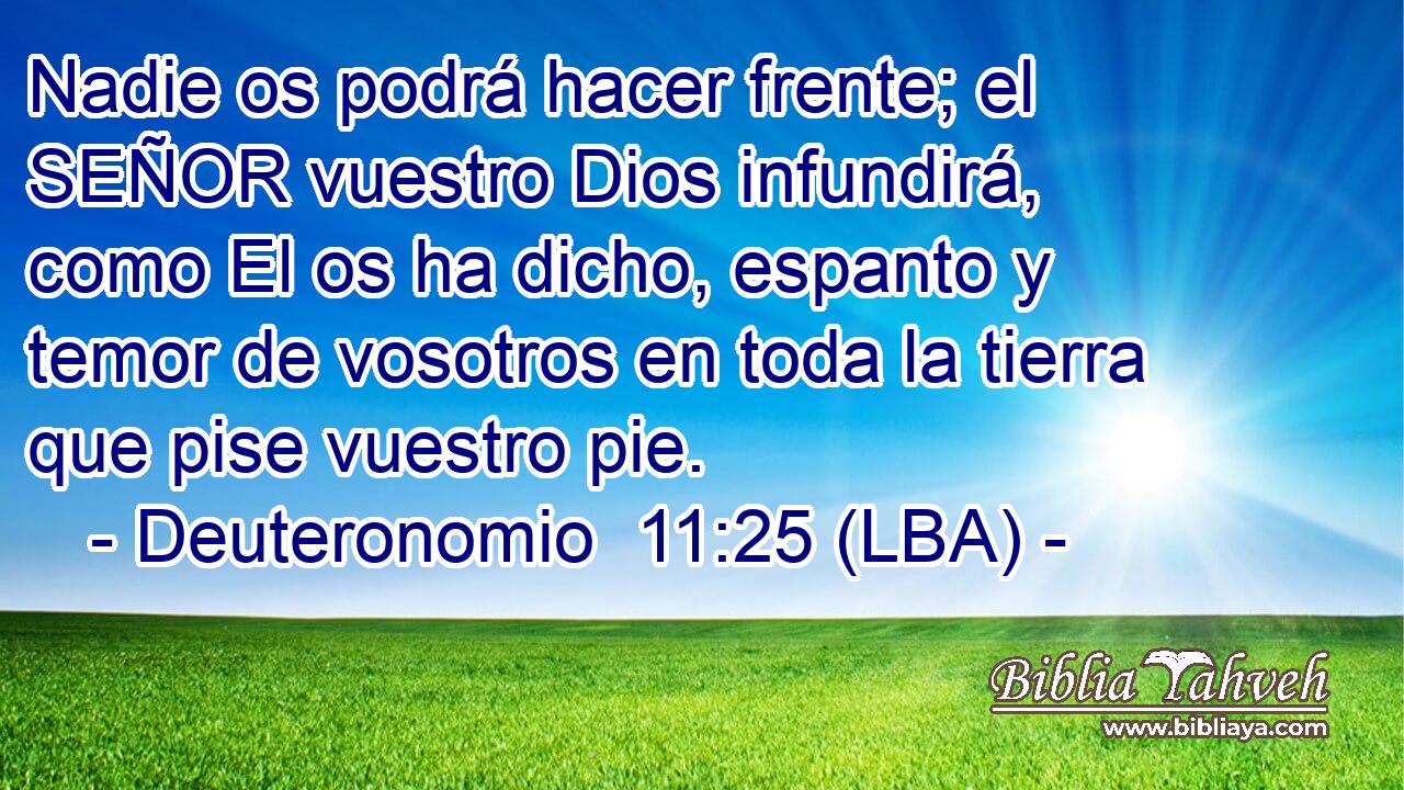 Nadie os podrá hacer frente; el SEÑOR vuestro Dios infundirá, como El os ha dicho, espanto y temor de vosotros en toda la tierra que pise vuestro pie.