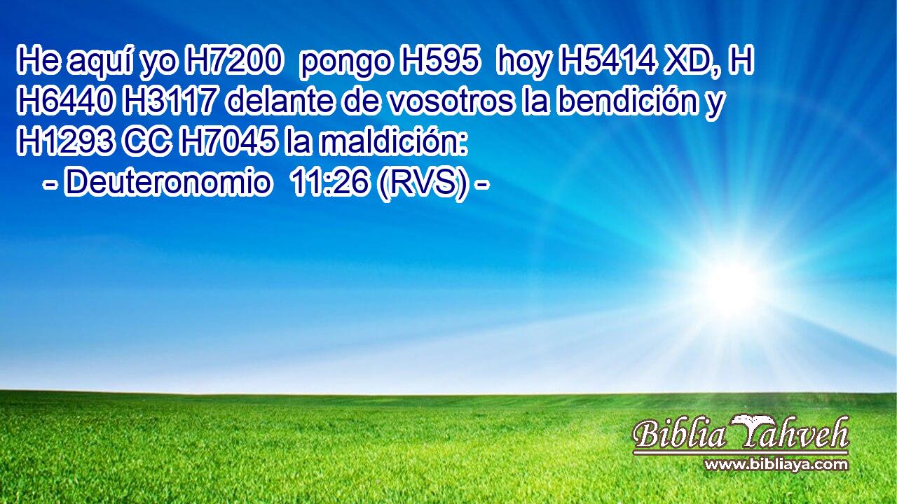 He aquí yo H7200  pongo H595  hoy H5414 XD, H H6440 H3117 delante de vosotros la bendición y H1293 CC H7045 la maldición: 