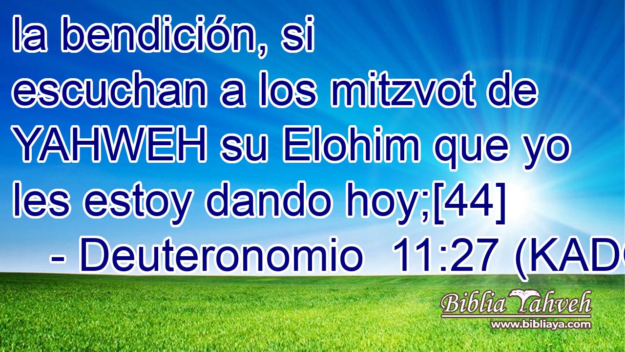  la bendición, si escuchan a los mitzvot de YAHWEH su Elohim que yo les estoy dando hoy;[44] 