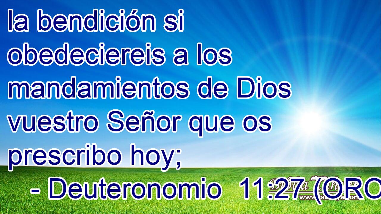 la bendición si obedeciereis a los mandamientos de Dios vuestro Señor que os prescribo hoy; 