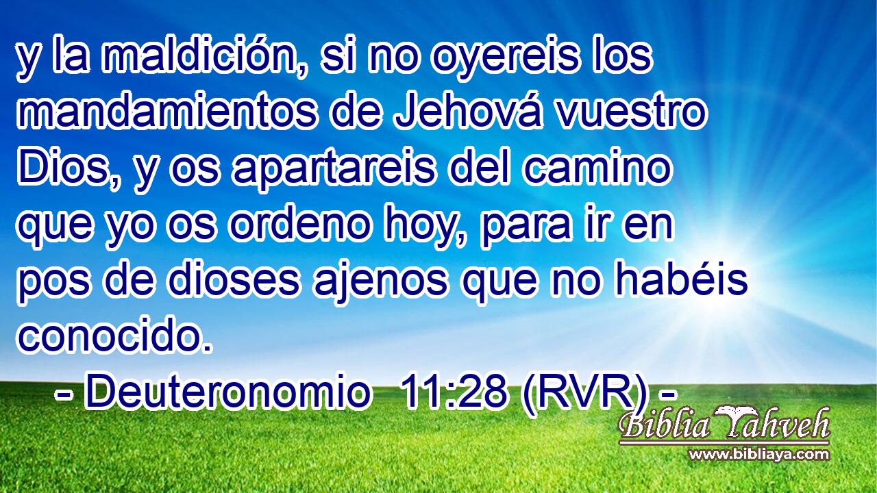 y la maldición, si no oyereis los mandamientos de Jehová vuestro Dios, y os apartareis del camino que yo os ordeno hoy, para ir en pos de dioses ajenos que no habéis conocido.