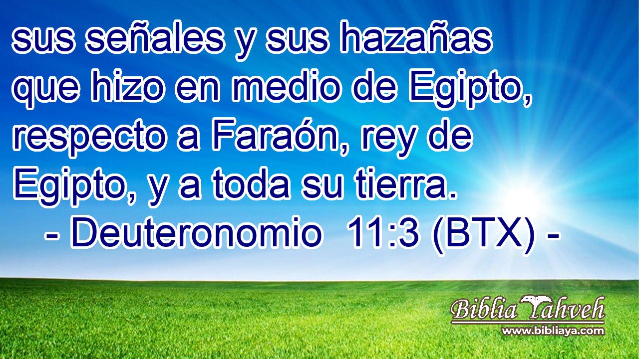 sus señales y sus hazañas que hizo en medio de Egipto, respecto a Faraón, rey de Egipto, y a toda su tierra.