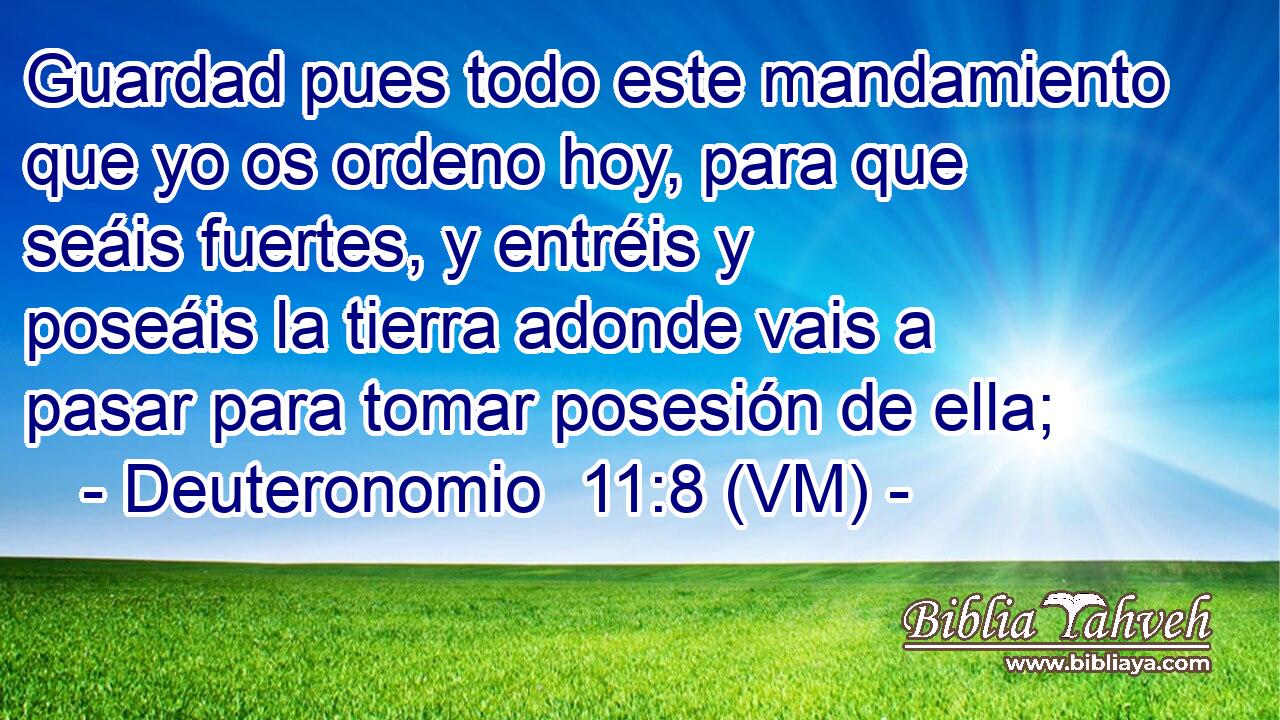  Guardad pues todo este mandamiento que yo os ordeno hoy, para que seáis fuertes, y entréis y poseáis la tierra adonde vais a pasar para tomar posesión de ella; 