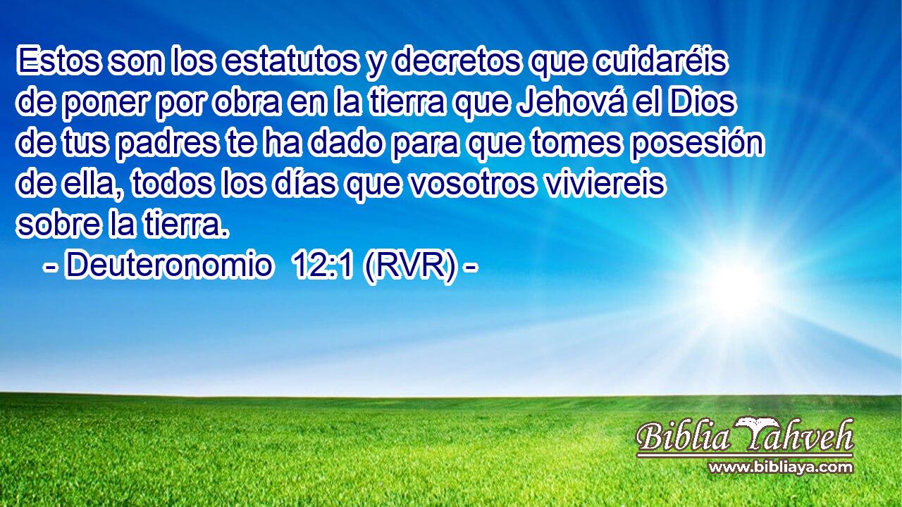 Estos son los estatutos y decretos que cuidaréis de poner por obra en la tierra que Jehová el Dios de tus padres te ha dado para que tomes posesión de ella, todos los días que vosotros viviereis sobre la tierra.