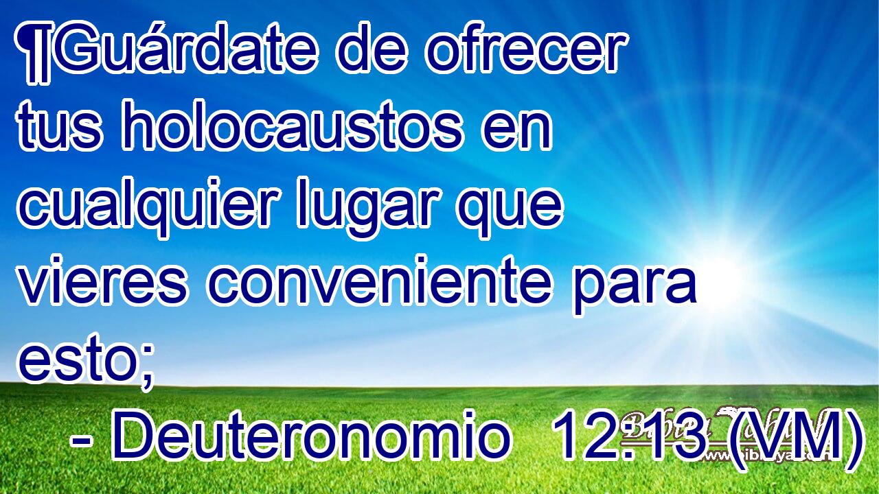  ¶Guárdate de ofrecer tus holocaustos en cualquier lugar que vieres conveniente para esto; 