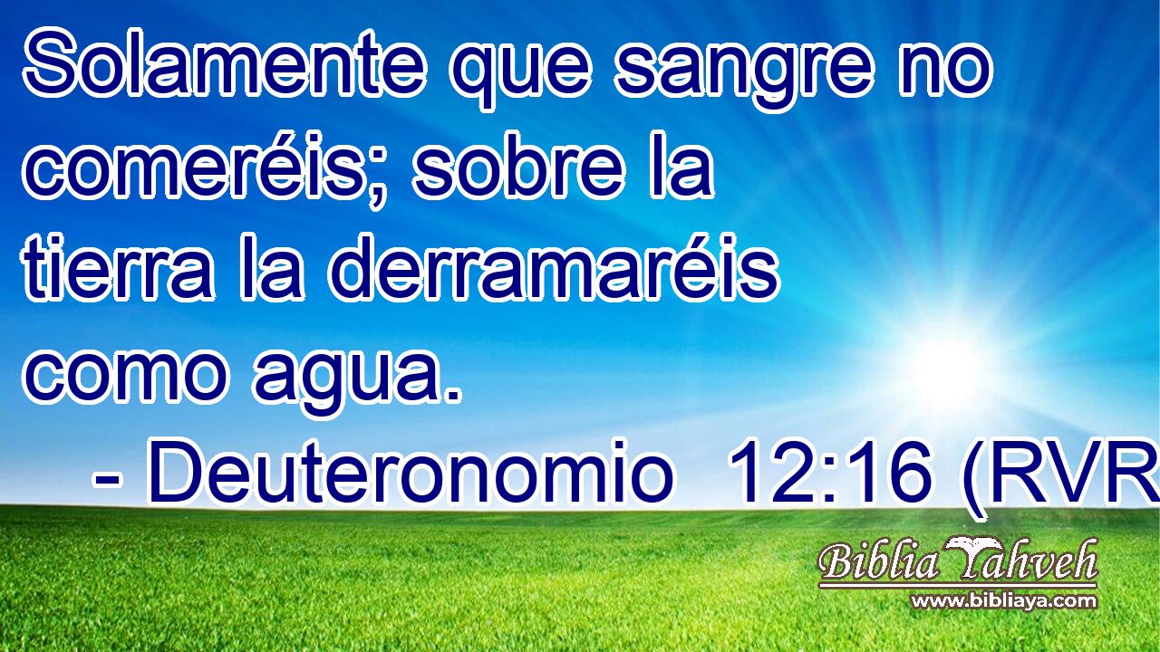 Solamente que sangre no comeréis; sobre la tierra la derramaréis como agua.