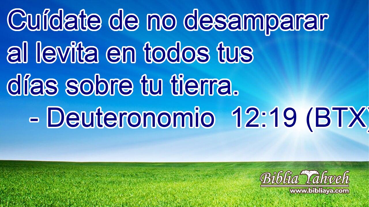 Cuídate de no desamparar al levita en todos tus días sobre tu tierra.