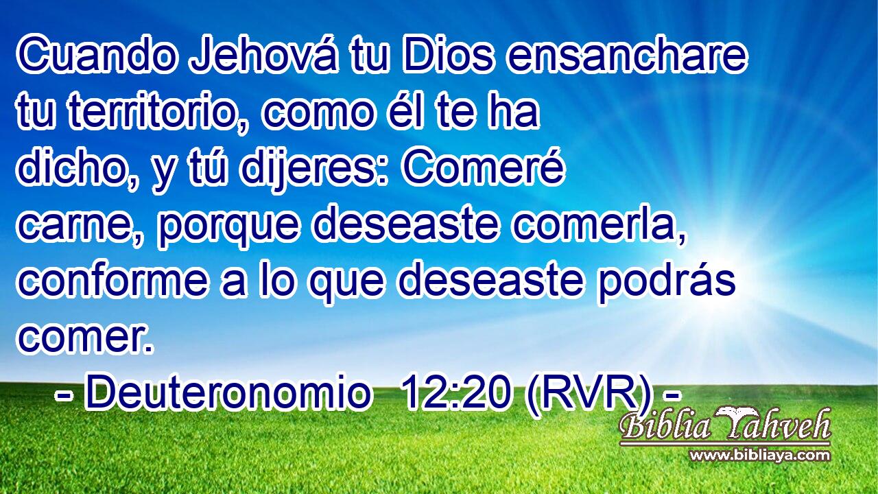 Cuando Jehová tu Dios ensanchare tu territorio, como él te ha dicho, y tú dijeres: Comeré carne, porque deseaste comerla, conforme a lo que deseaste podrás comer.