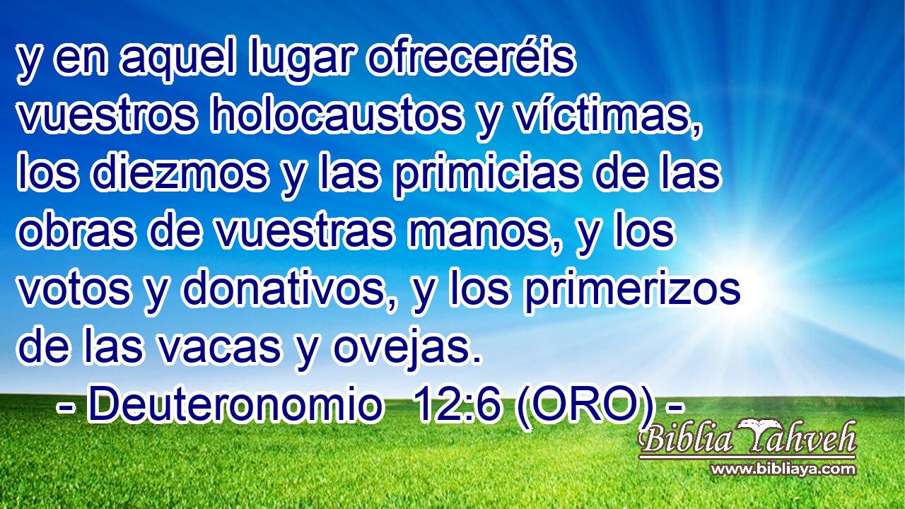  y en aquel lugar ofreceréis vuestros holocaustos y víctimas, los diezmos y las primicias de las obras de vuestras manos, y los votos y donativos, y los primerizos de las vacas y ovejas. 