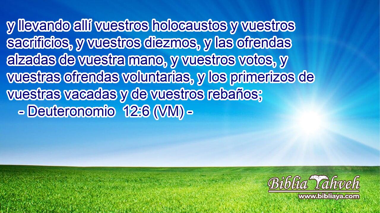  y llevando allí vuestros holocaustos y vuestros sacrificios, y vuestros diezmos, y las ofrendas alzadas de vuestra mano, y vuestros votos, y vuestras ofrendas voluntarias, y los primerizos de vuestras vacadas y de vuestros rebaños; 