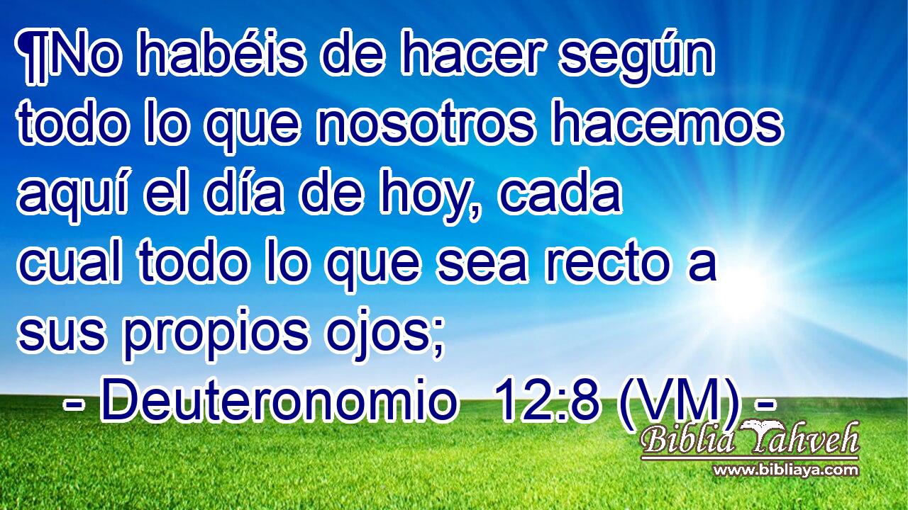  ¶No habéis de hacer según todo lo que nosotros hacemos aquí el día de hoy, cada cual todo lo que sea recto a sus propios ojos; 
