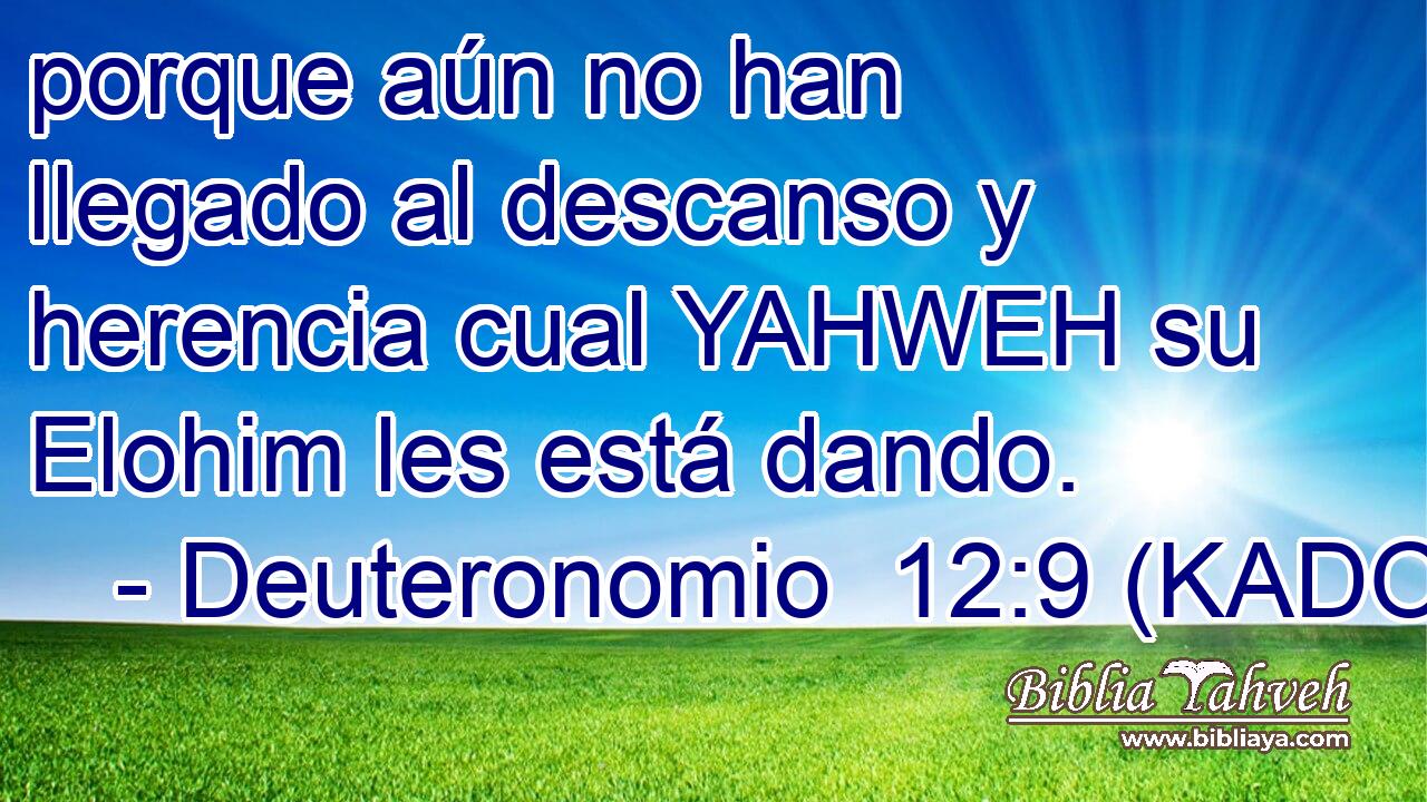  porque aún no han llegado al descanso y herencia cual YAHWEH su Elohim les está dando. 