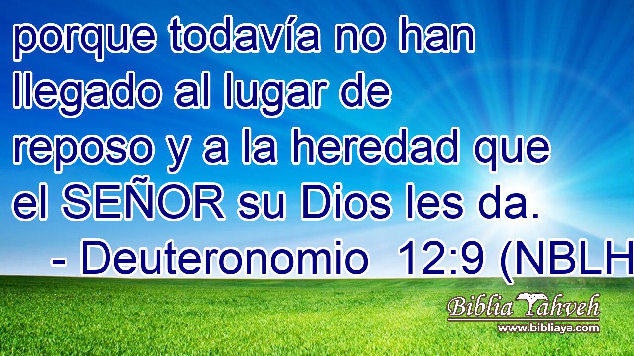  porque todavía no han llegado al lugar de reposo y a la heredad que el SEÑOR su Dios les da. 