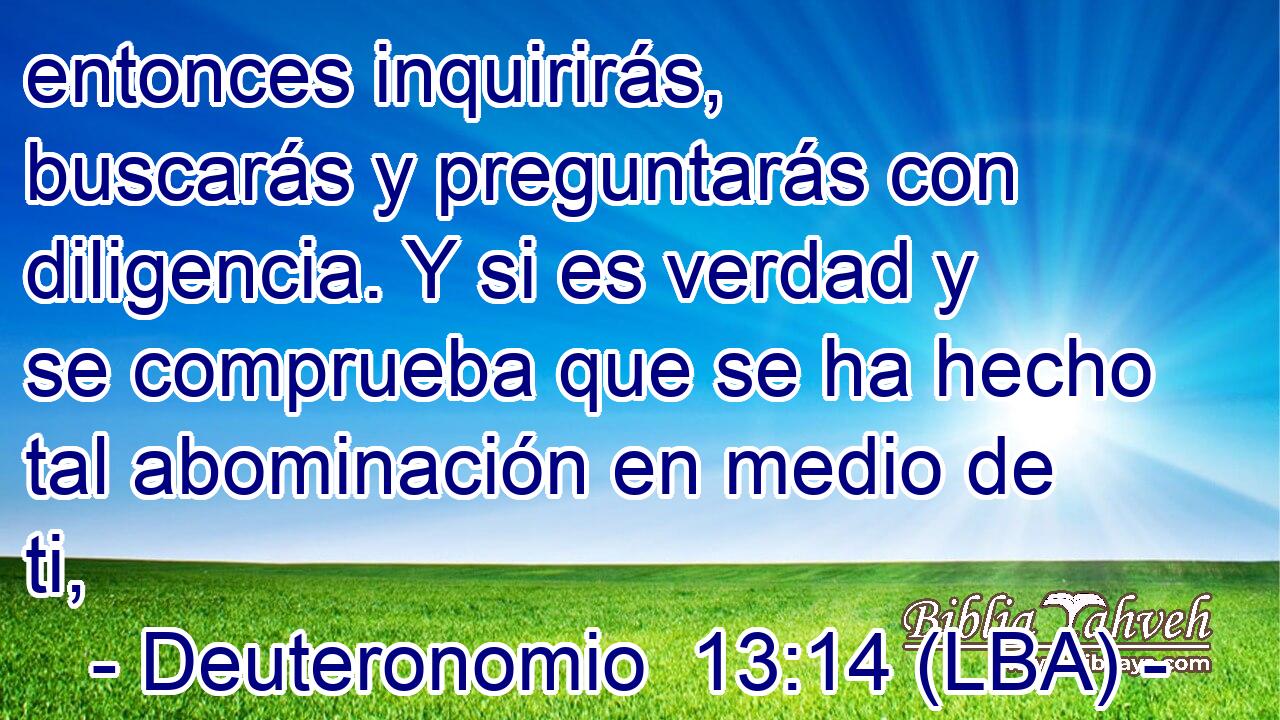 entonces inquirirás, buscarás y preguntarás con diligencia. Y si es verdad y se comprueba que se ha hecho tal abominación en medio de ti,