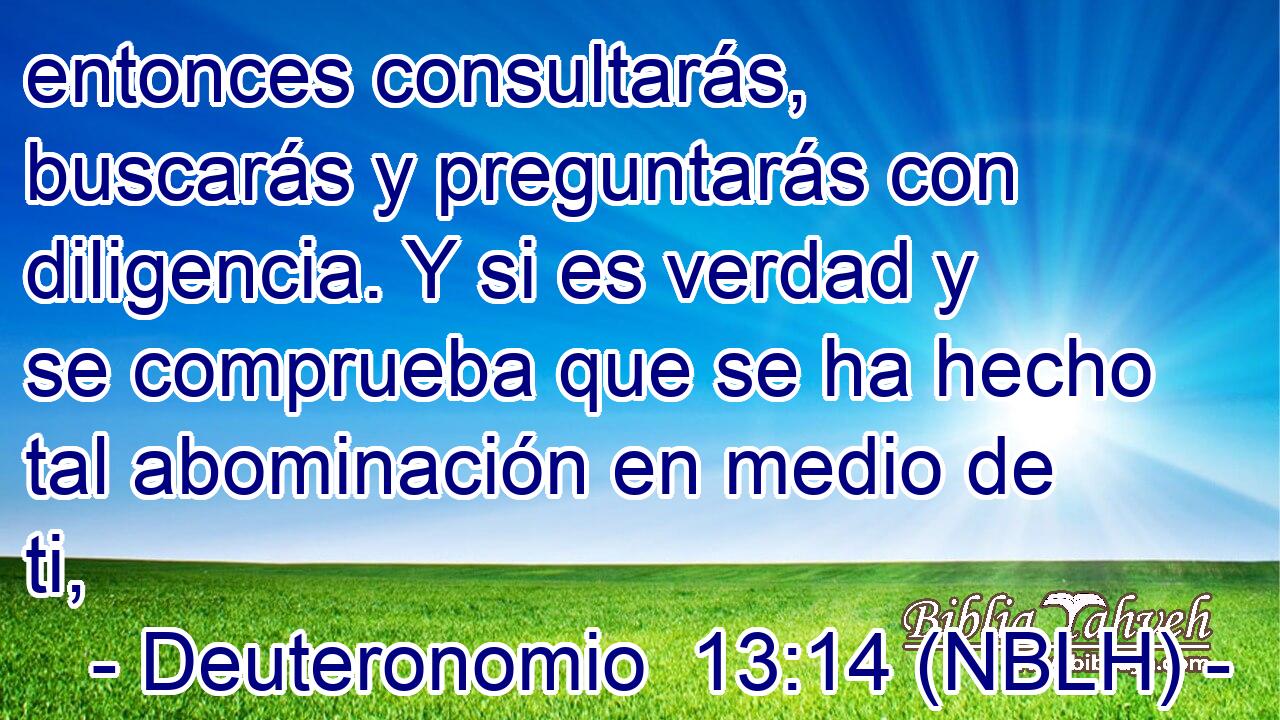  entonces consultarás, buscarás y preguntarás con diligencia. Y si es verdad y se comprueba que se ha hecho tal abominación en medio de ti, 