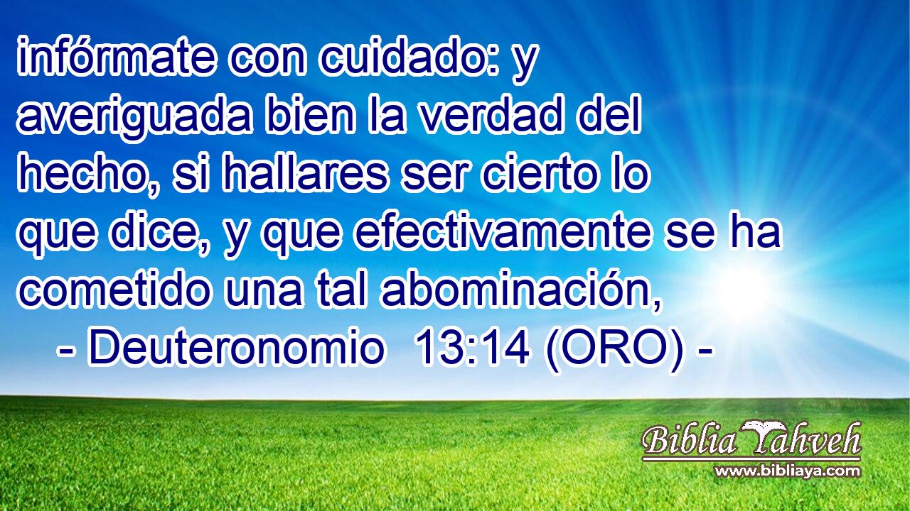  infórmate con cuidado: y averiguada bien la verdad del hecho, si hallares ser cierto lo que dice, y que efectivamente se ha cometido una tal abominación, 