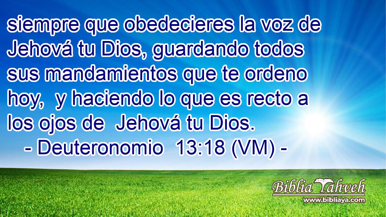  siempre que obedecieres la voz de Jehová tu Dios, guardando todos sus mandamientos que te ordeno hoy,  y haciendo lo que es recto a los ojos de  Jehová tu Dios. 
