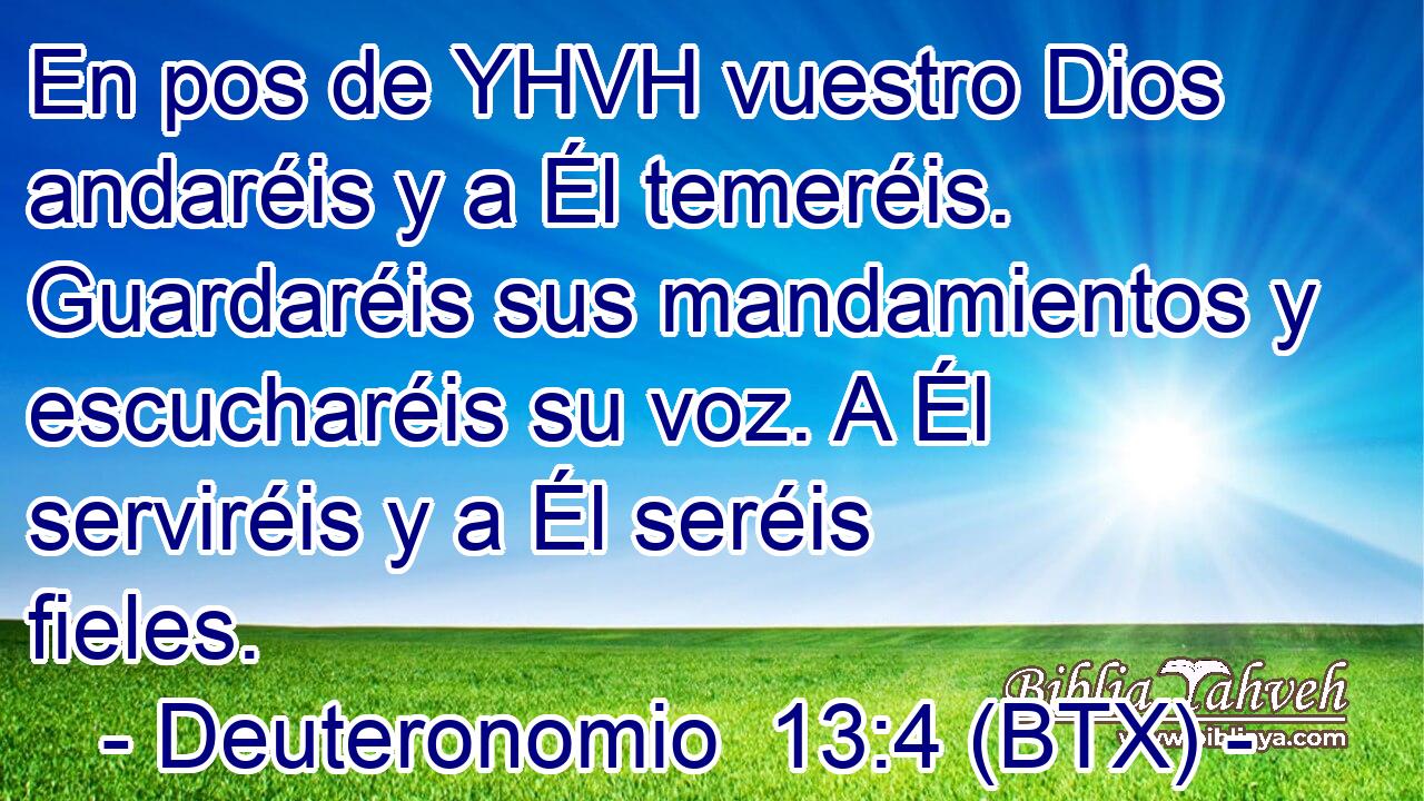 En pos de YHVH vuestro Dios andaréis y a Él temeréis. Guardaréis sus mandamientos y escucharéis su voz. A Él serviréis y a Él seréis fieles.