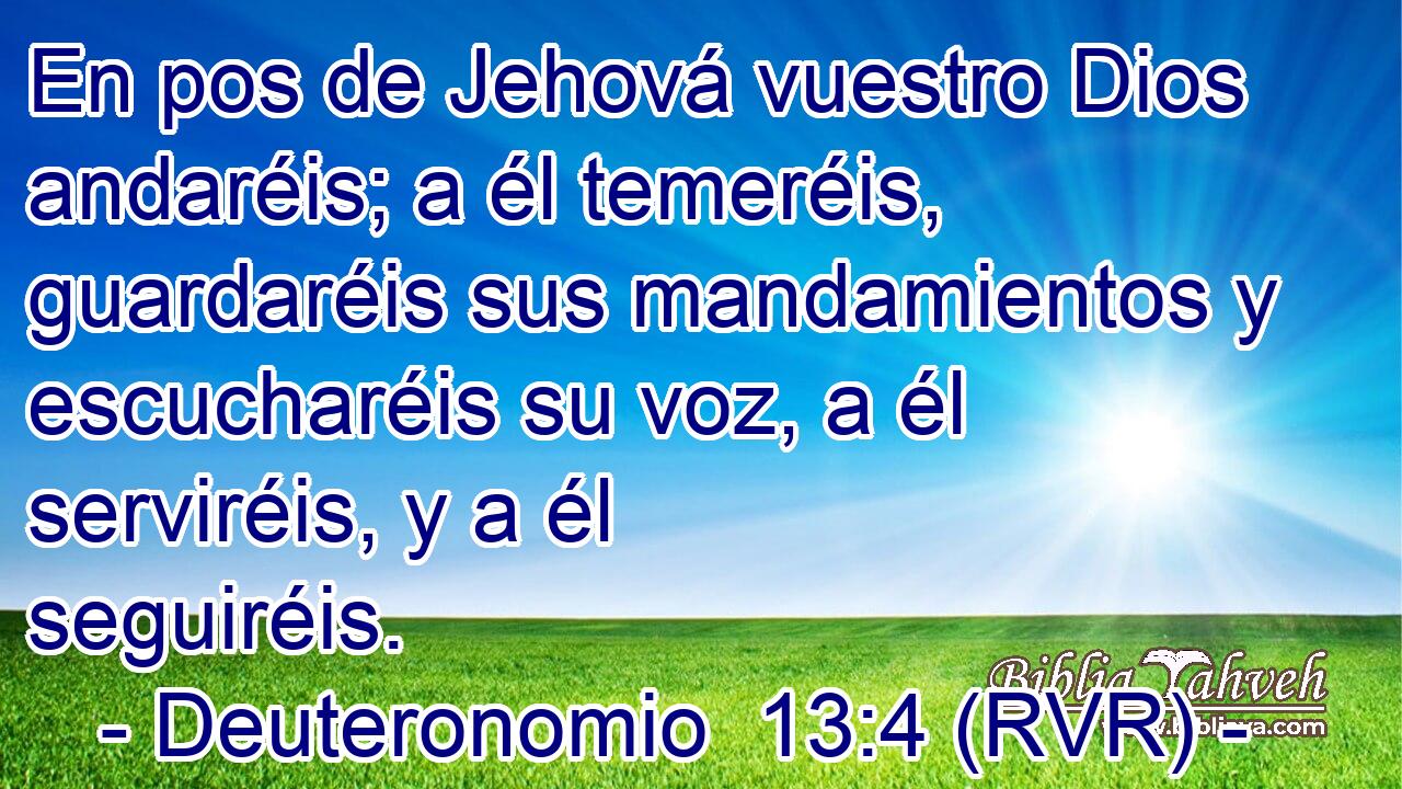 En pos de Jehová vuestro Dios andaréis; a él temeréis, guardaréis sus mandamientos y escucharéis su voz, a él serviréis, y a él seguiréis.