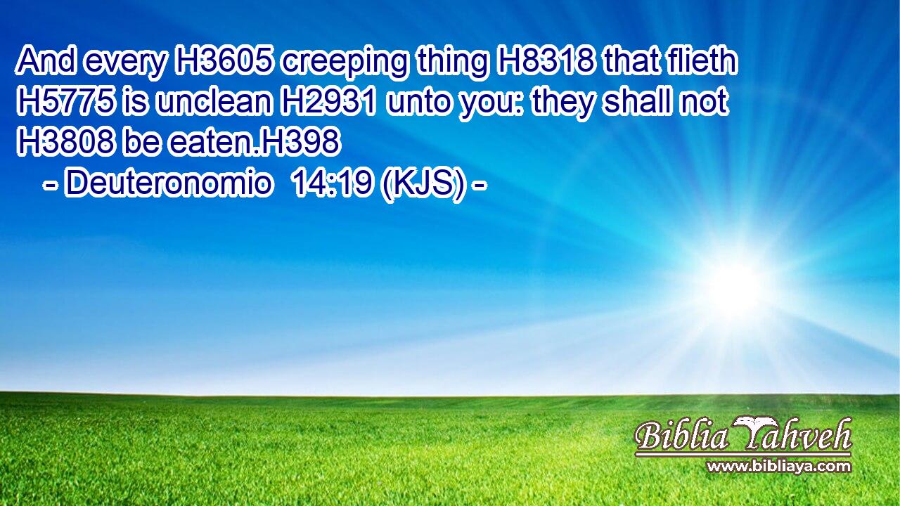 And every H3605 creeping thing H8318 that flieth H5775 is unclean H2931 unto you: they shall not H3808 be eaten.H398