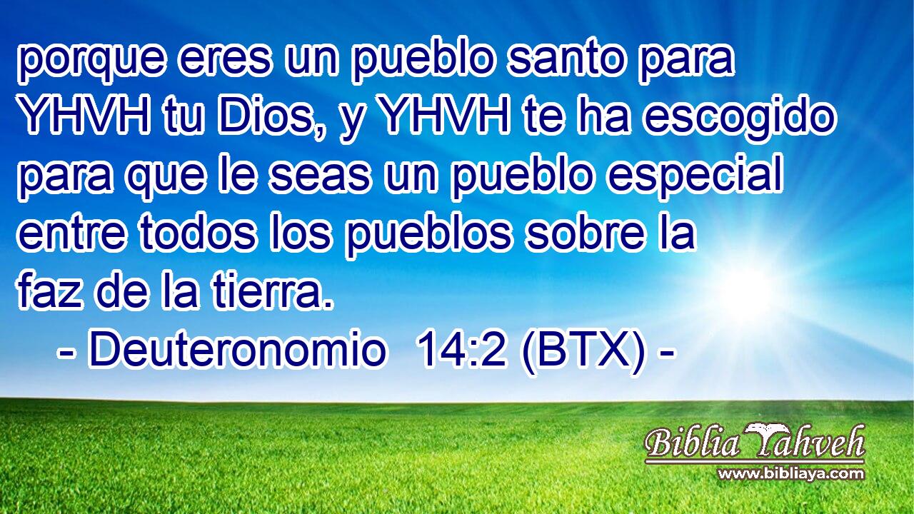 porque eres un pueblo santo para YHVH tu Dios, y YHVH te ha escogido para que le seas un pueblo especial entre todos los pueblos sobre la faz de la tierra.