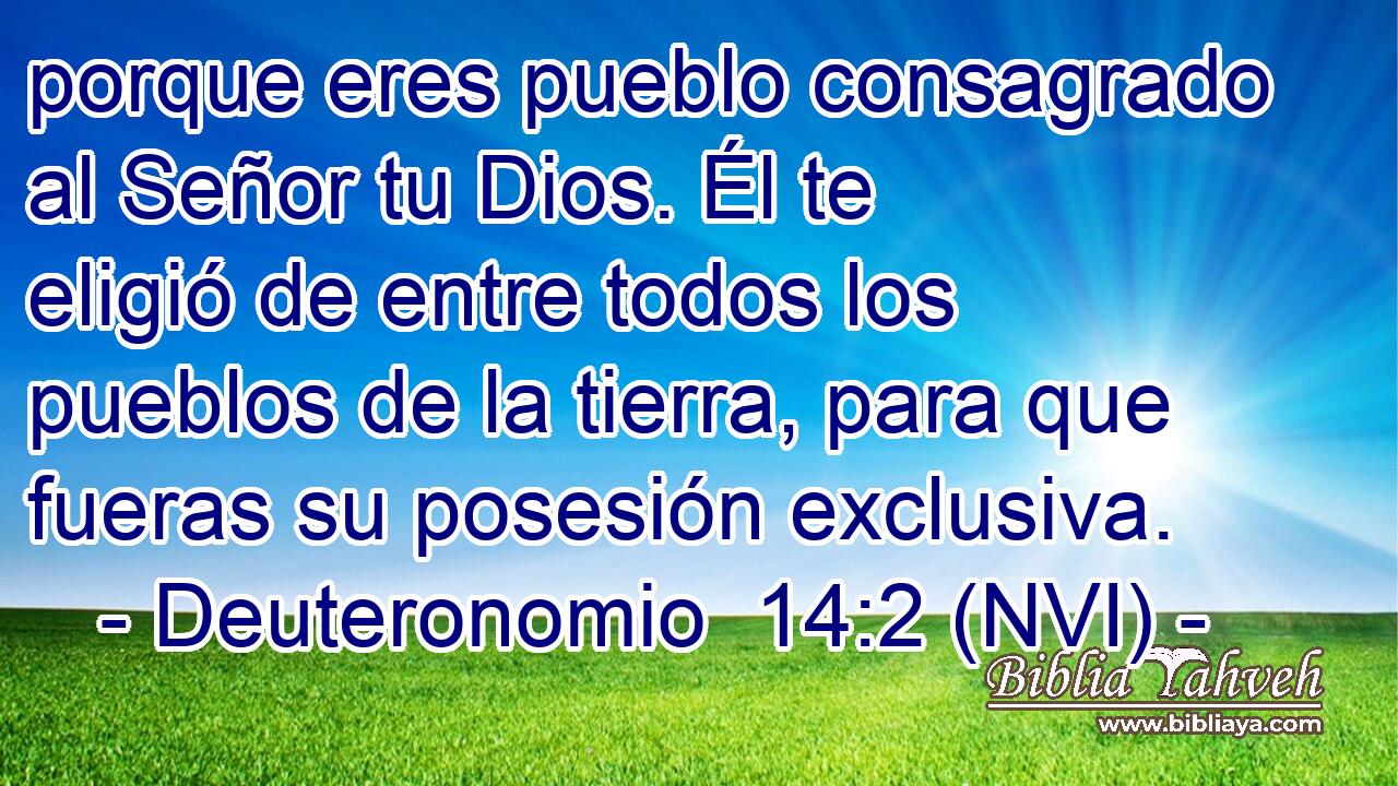  porque eres pueblo consagrado al Señor tu Dios. Él te eligió de entre todos los pueblos de la tierra, para que fueras su posesión exclusiva. 