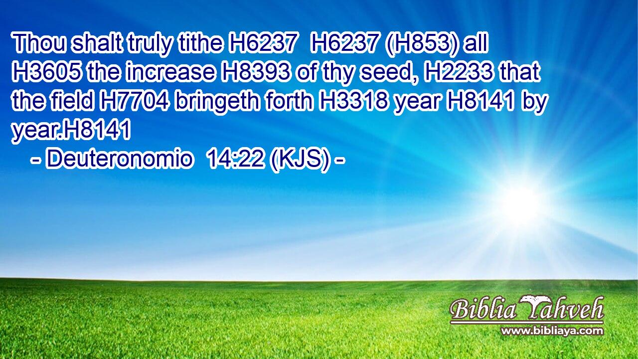 Thou shalt truly tithe H6237  H6237 (H853) all H3605 the increase H8393 of thy seed, H2233 that the field H7704 bringeth forth H3318 year H8141 by year.H8141