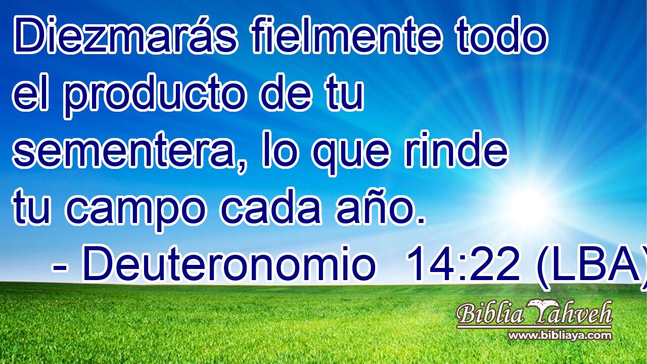 Diezmarás fielmente todo el producto de tu sementera, lo que rinde tu campo cada año.