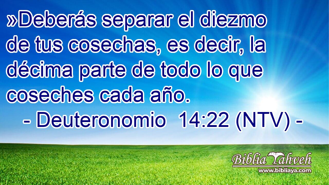 »Deberás separar el diezmo de tus cosechas, es decir, la décima parte de todo lo que coseches cada año.
