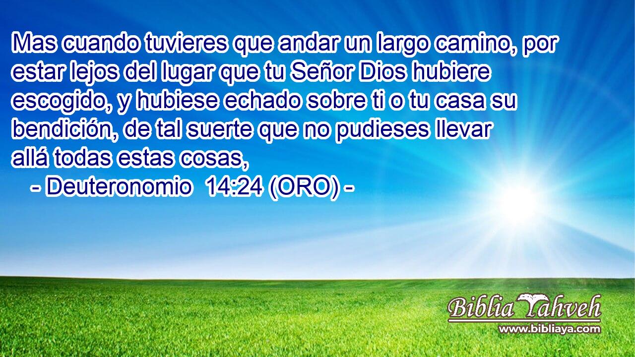  Mas cuando tuvieres que andar un largo camino, por estar lejos del lugar que tu Señor Dios hubiere escogido, y hubiese echado sobre ti o tu casa su bendición, de tal suerte que no pudieses llevar allá todas estas cosas, 