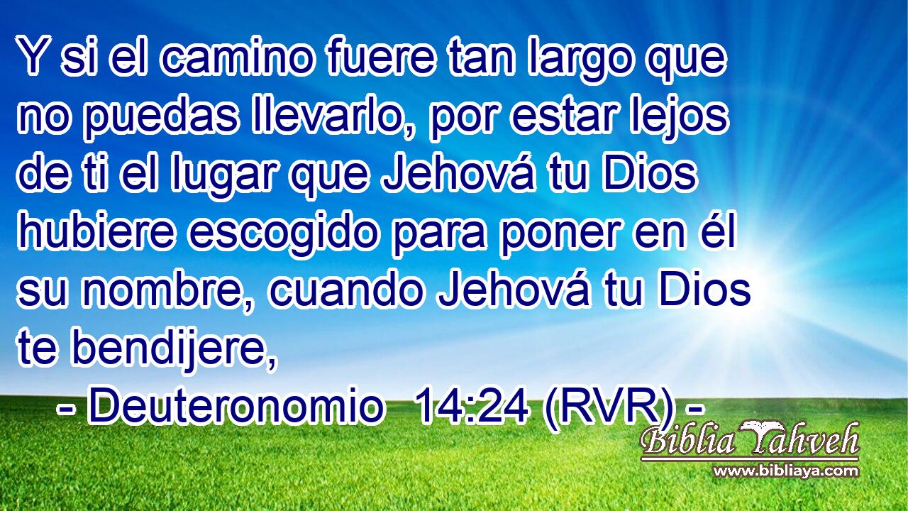 Y si el camino fuere tan largo que no puedas llevarlo, por estar lejos de ti el lugar que Jehová tu Dios hubiere escogido para poner en él su nombre, cuando Jehová tu Dios te bendijere,