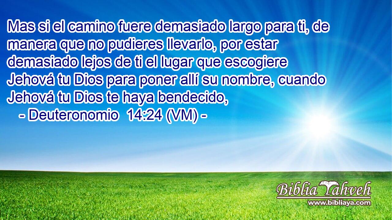  Mas si el camino fuere demasiado largo para ti, de manera que no pudieres llevarlo, por estar demasiado lejos de ti el lugar que escogiere Jehová tu Dios para poner allí su nombre, cuando Jehová tu Dios te haya bendecido, 