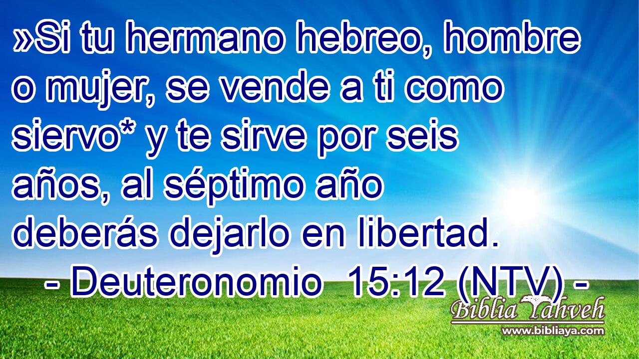 »Si tu hermano hebreo, hombre o mujer, se vende a ti como siervo* y te sirve por seis años, al séptimo año deberás dejarlo en libertad.