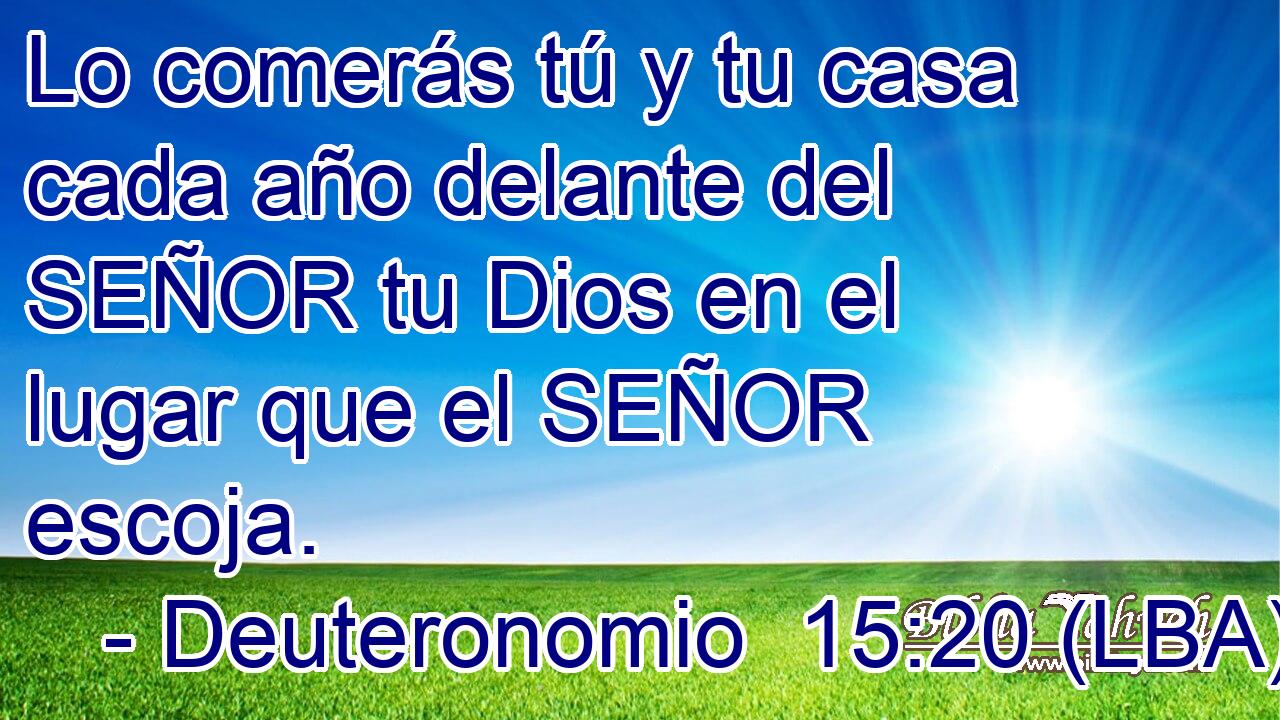 Lo comerás tú y tu casa cada año delante del SEÑOR tu Dios en el lugar que el SEÑOR escoja.