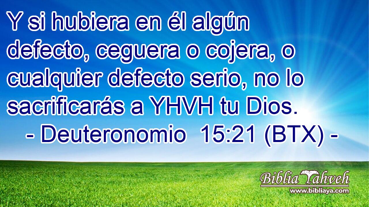 Y si hubiera en él algún defecto, ceguera o cojera, o cualquier defecto serio, no lo sacrificarás a YHVH tu Dios.