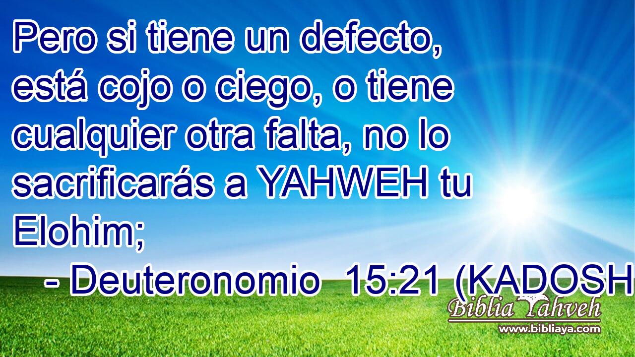  Pero si tiene un defecto, está cojo o ciego, o tiene cualquier otra falta, no lo sacrificarás a YAHWEH tu Elohim; 