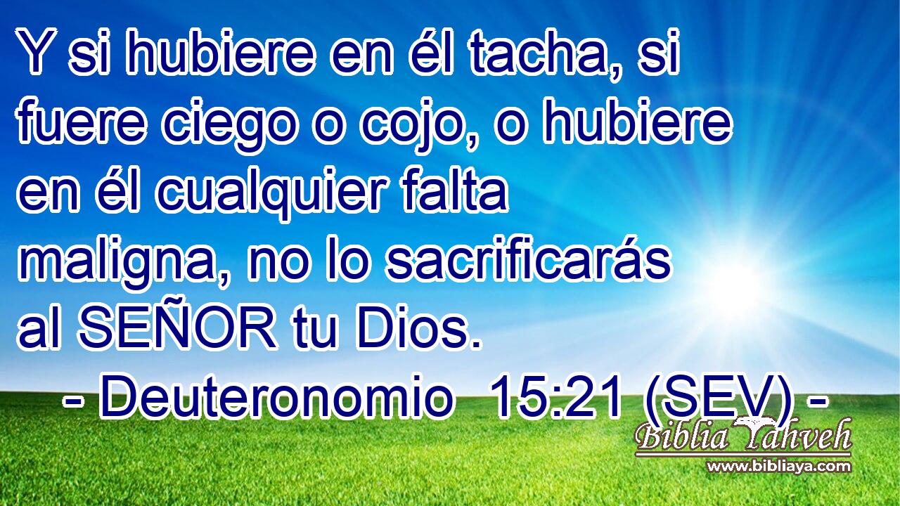 Y si hubiere en él tacha, si fuere ciego o cojo, o hubiere en él cualquier falta maligna, no lo sacrificarás al SEÑOR tu Dios.