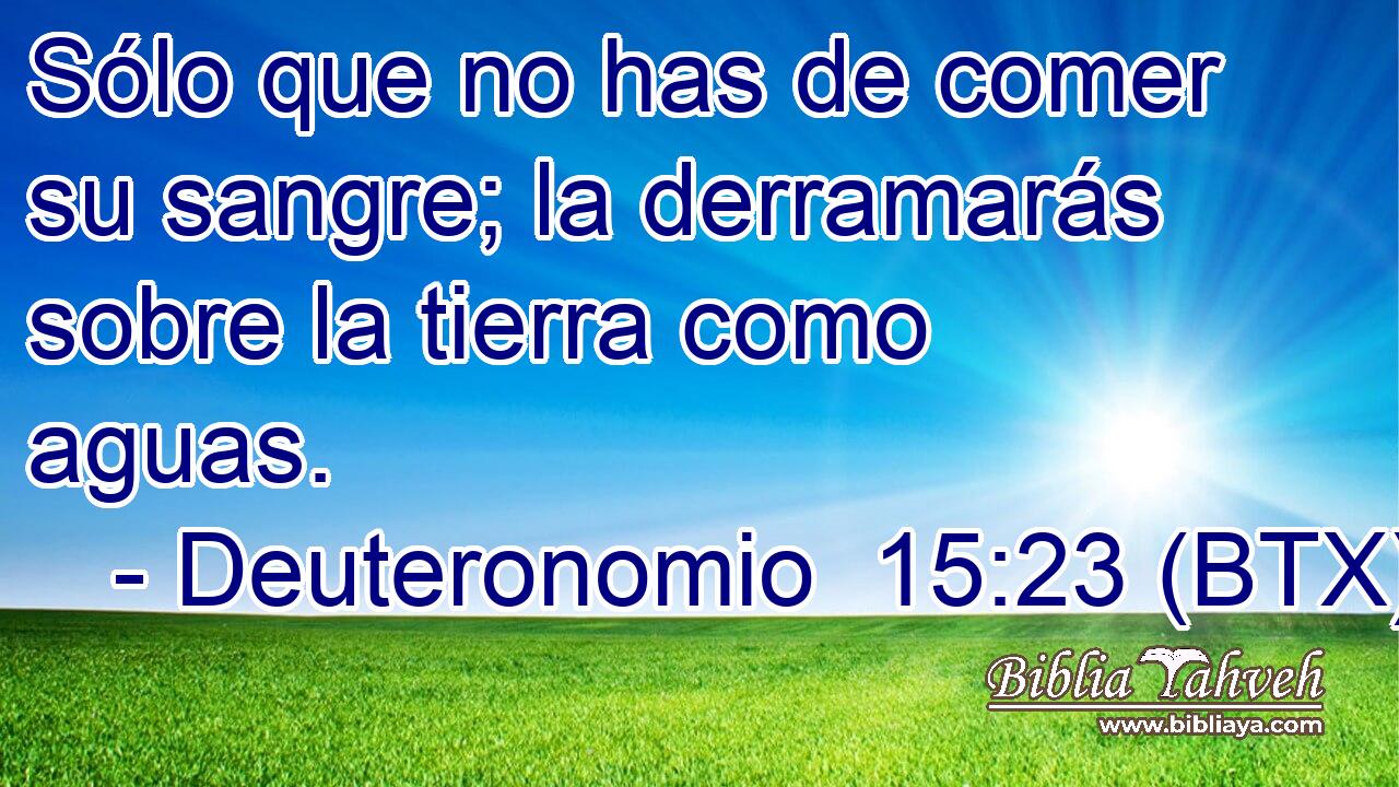 Sólo que no has de comer su sangre; la derramarás sobre la tierra como aguas.